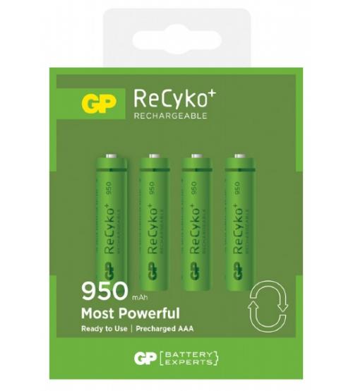 GP Batteries GPRHC103C133 Recyko+ 950mAh AAA Rechargeable Batteries Carded 4